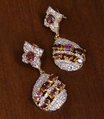 Gold Plated Stone Embellished American Diamond Earrings 216ED154