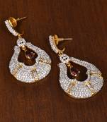 Gold Plated Stone Embellished American Diamond Earrings 216ED157