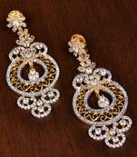 Gold Plated CZ Stone Embellished American Diamond Earrings 216ED160