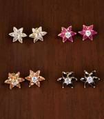 Gold Plated MultiColored Stone Embellished American Diamond Studs 216ED162