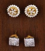 Gold Plated CZ Stone Embellished American Diamond Earrings 216ED166