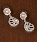Gold Plated Pearl and Stone Embellished American Diamond Earrings 216ED170