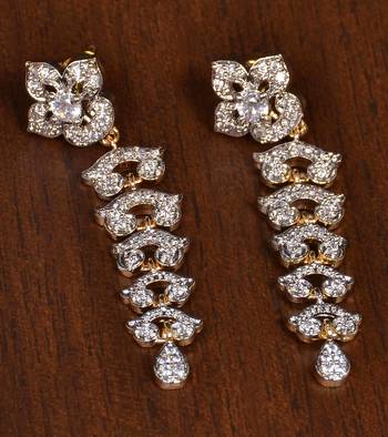 Gold Plated Stone Embellished American Diamond Earrings 216ED173 1