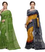 Iris Handloom Cotton Slub Zari Wex Batik Print saree