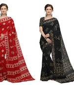 Iris Handloom Cotton Slub Zari Wex Batik Print saree