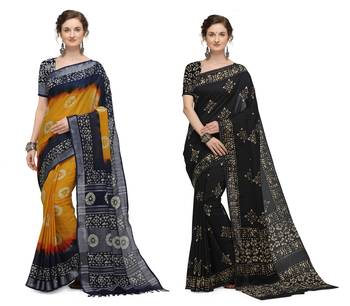 Iris Handloom Cotton Slub Zari Wex Batik Print saree 1