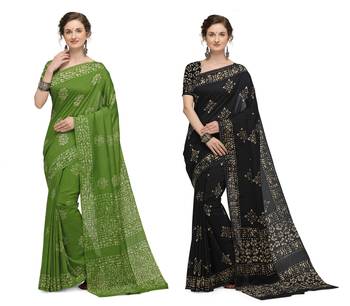 Iris Handloom Cotton Slub Zari Wex Batik Print saree 1