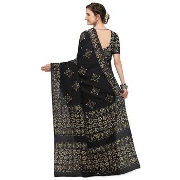 Iris Handloom Cotton Slub Zari Wex Batik Print saree 2