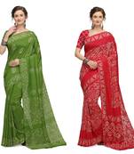 Iris Handloom Cotton Slub Zari Wex Batik Print saree