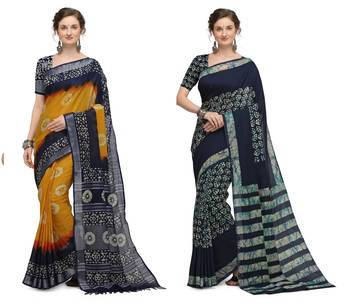 Iris Handloom Cotton Slub Zari Wex Batik Print saree 1