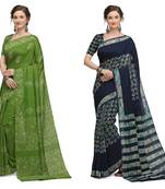 Iris Handloom Cotton Slub Zari Wex Batik Print saree