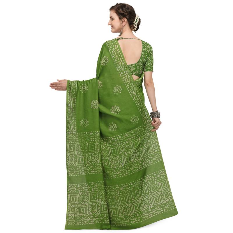 Iris Handloom Cotton Slub Zari Wex Batik Print saree