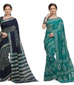 Iris Handloom Cotton Slub Zari Wex Batik Print saree