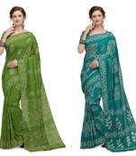 Iris Handloom Cotton Slub Zari Wex Batik Print saree