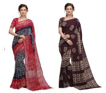 Iris Handloom Cotton Slub Zari Wex Batik Print saree 1