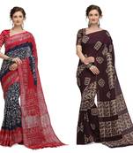 Iris Handloom Cotton Slub Zari Wex Batik Print saree