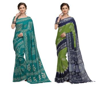 Iris Handloom Cotton Slub Zari Wex Batik Print saree 1