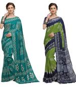 Iris Handloom Cotton Slub Zari Wex Batik Print saree