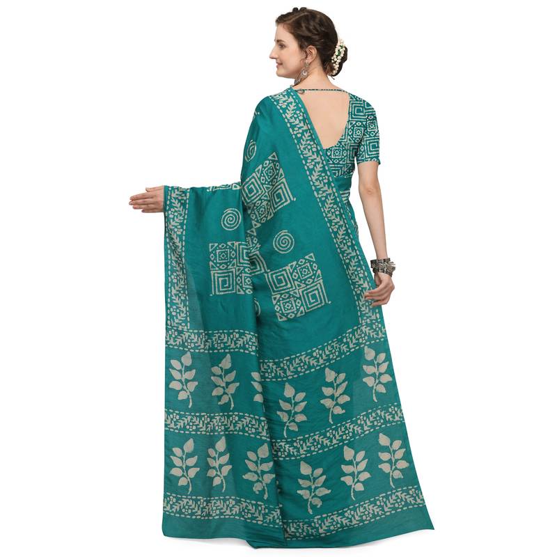 Iris Handloom Cotton Slub Zari Wex Batik Print saree