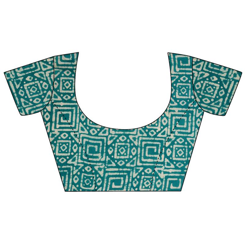 Iris Handloom Cotton Slub Zari Wex Batik Print saree