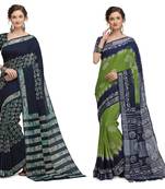 Iris Handloom Cotton Slub Zari Wex Batik Print saree