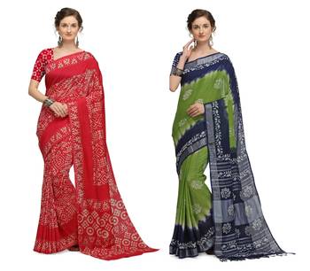 Iris Handloom Cotton Slub Zari Wex Batik Print saree 1