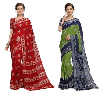 Iris Handloom Cotton Slub Zari Wex Batik Print saree 1