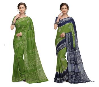 Iris Handloom Cotton Slub Zari Wex Batik Print saree 1