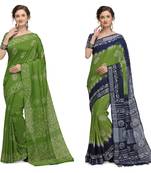 Iris Handloom Cotton Slub Zari Wex Batik Print saree