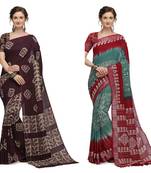 Iris Handloom Cotton Slub Zari Wex Batik Print saree
