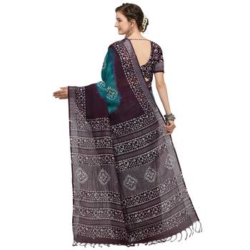 Iris Handloom Cotton Slub Zari Wex Batik Print saree 3