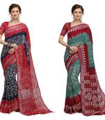 Iris Handloom Cotton Slub Zari Wex Batik Print saree