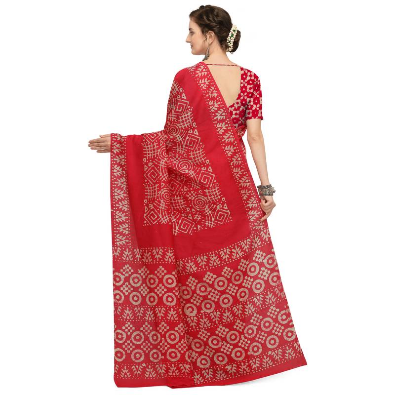 Iris Handloom Cotton Slub Zari Wex Batik Print saree