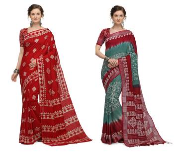 Iris Handloom Cotton Slub Zari Wex Batik Print saree 1