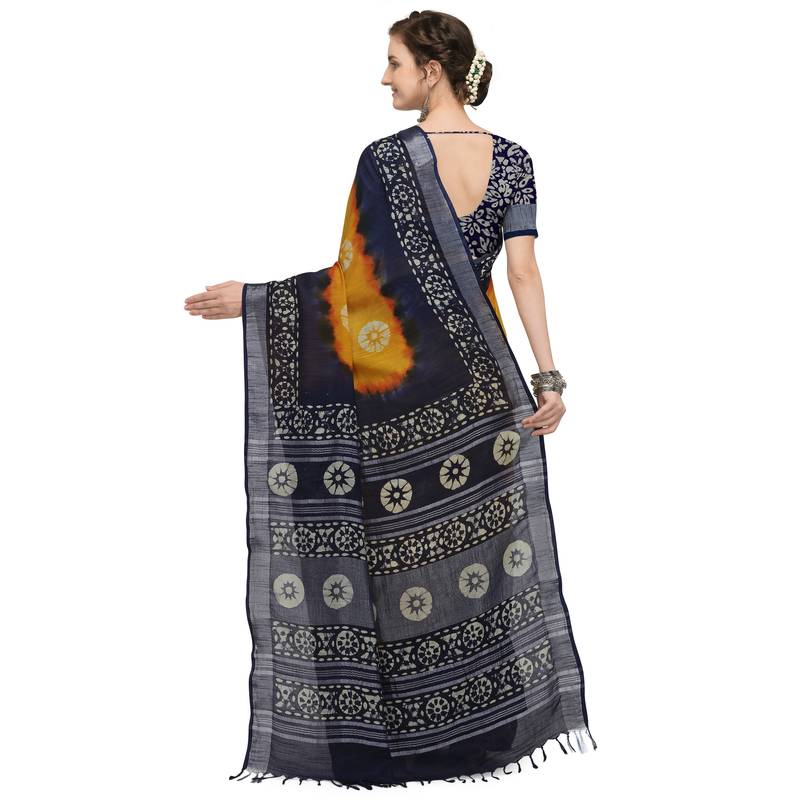 Iris Handloom Cotton Slub Zari Wex Batik Print saree
