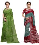 Iris Handloom Cotton Slub Zari Wex Batik Print saree