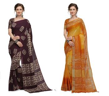 Iris Handloom Cotton Slub Zari Wex Batik Print saree 1