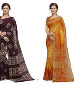 Iris Handloom Cotton Slub Zari Wex Batik Print saree