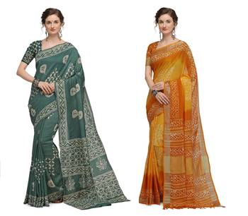 Iris Handloom Cotton Slub Zari Wex Batik Print saree 1