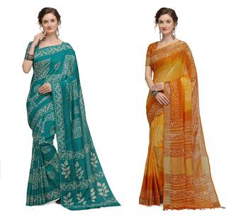 Iris Handloom Cotton Slub Zari Wex Batik Print saree 1