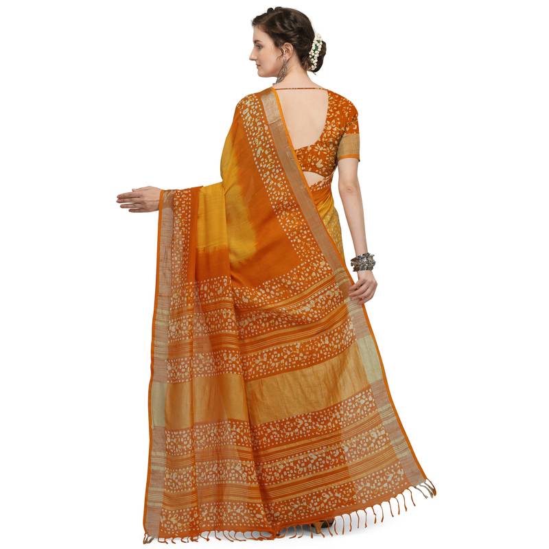 Iris Handloom Cotton Slub Zari Wex Batik Print saree