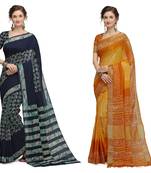 Iris Handloom Cotton Slub Zari Wex Batik Print saree