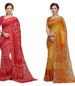 Iris Handloom Cotton Slub Zari Wex Batik Print saree