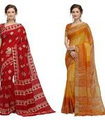 Iris Handloom Cotton Slub Zari Wex Batik Print saree