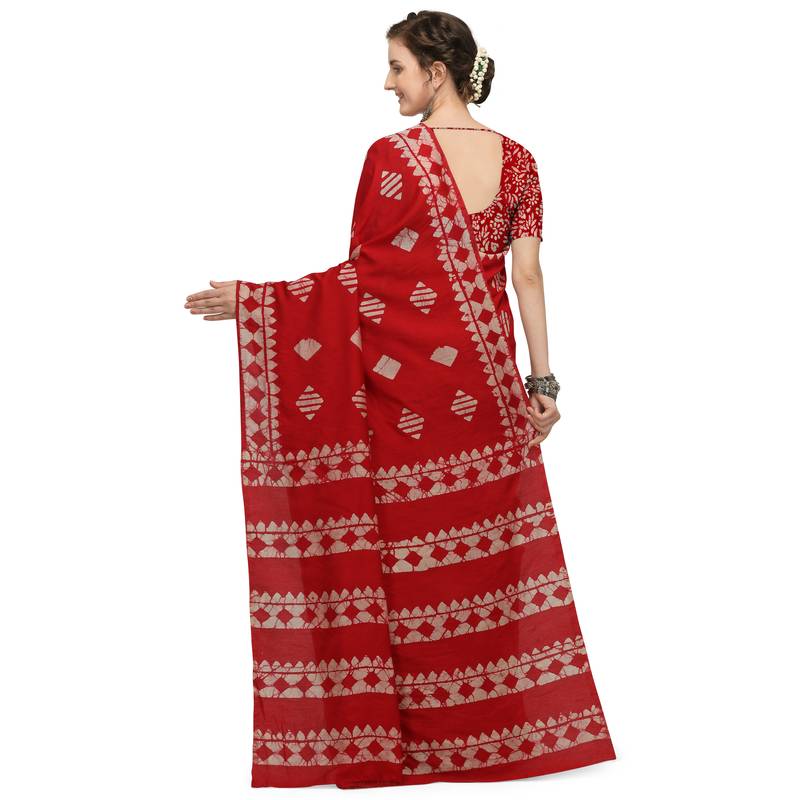 Iris Handloom Cotton Slub Zari Wex Batik Print saree