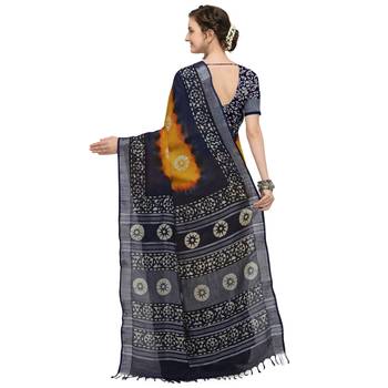 Iris Handloom Cotton Slub Zari Wex Batik Print saree 3