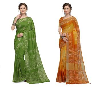 Iris Handloom Cotton Slub Zari Wex Batik Print saree 1