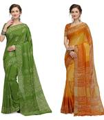Iris Handloom Cotton Slub Zari Wex Batik Print saree