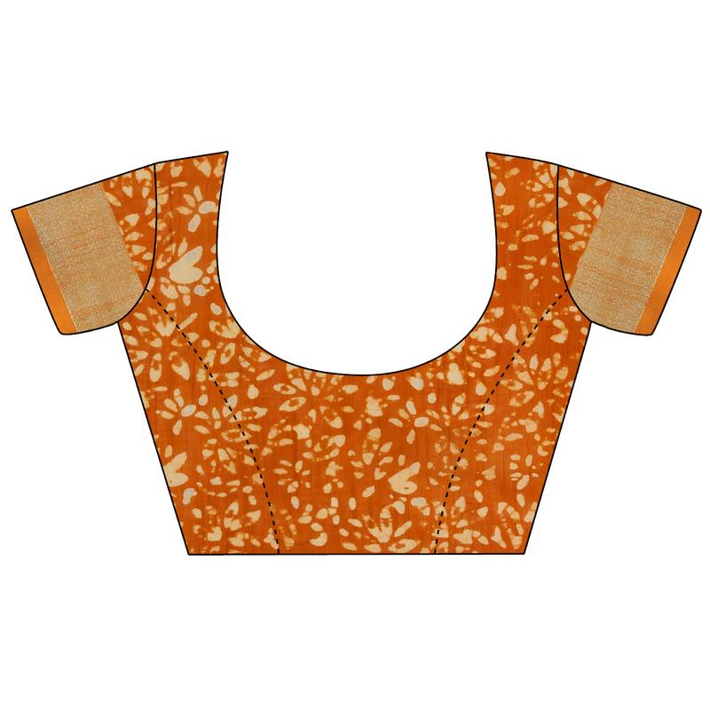 Iris Handloom Cotton Slub Zari Wex Batik Print saree