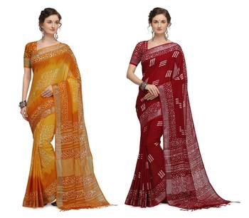 Iris Handloom Cotton Slub Zari Wex Batik Print saree 1